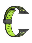 For Apple Watch 10 46mm / Ultra 2 / Ultra 49mm / 9 8 7 45mm / SE (2023) SE (2022) SE 6 5 4 44mm / 3 2 1 42mm Silicone Watch Band Dual Color - Black+Lime