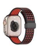 For Apple Watch 10 46mm / Ultra 2 / Ultra 49mm / 9 8 7 45mm / SE (2023) SE (2022) SE 6 5 4 44mm / 3 2 1 42mm Silicone Watch Band Dual Color - Black+Red