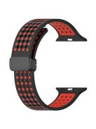 For Apple Watch 10 46mm / Ultra 2 / Ultra 49mm / 9 8 7 45mm / SE (2023) SE (2022) SE 6 5 4 44mm / 3 2 1 42mm Silicone Watch Band Dual Color - Black+Red