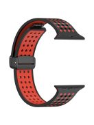 For Apple Watch 10 46mm / Ultra 2 / Ultra 49mm / 9 8 7 45mm / SE (2023) SE (2022) SE 6 5 4 44mm / 3 2 1 42mm Silicone Watch Band Dual Color - Black+Red