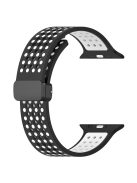 For Apple Watch 10 46mm / Ultra 2 / Ultra 49mm / 9 8 7 45mm / SE (2023) SE (2022) SE 6 5 4 44mm / 3 2 1 42mm Silicone Watch Band Dual Color - Black+White