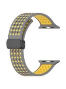 For Apple Watch 10 46mm / Ultra 2 / Ultra 49mm / 9 8 7 45mm / SE (2023) SE (2022) SE 6 5 4 44mm / 3 2 1 42mm Silicone Watch Band Dual Color - Grey+Yellow