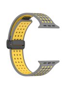 For Apple Watch 10 46mm / Ultra 2 / Ultra 49mm / 9 8 7 45mm / SE (2023) SE (2022) SE 6 5 4 44mm / 3 2 1 42mm Silicone Watch Band Dual Color - Grey+Yellow