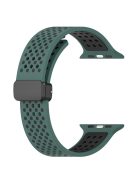 For Apple Watch 10 46mm / Ultra 2 / Ultra 49mm / 9 8 7 45mm / SE (2023) SE (2022) SE 6 5 4 44mm / 3 2 1 42mm Silicone Watch Band Dual Color - Olive Green+Black