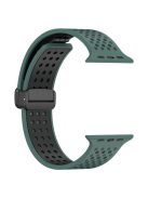 For Apple Watch 10 46mm / Ultra 2 / Ultra 49mm / 9 8 7 45mm / SE (2023) SE (2022) SE 6 5 4 44mm / 3 2 1 42mm Silicone Watch Band Dual Color - Olive Green+Black