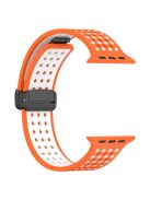 For Apple Watch 10 46mm / Ultra 2 / Ultra 49mm / 9 8 7 45mm / SE (2023) SE (2022) SE 6 5 4 44mm / 3 2 1 42mm Silicone Watch Band Dual Color - Orange+White