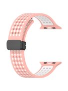 For Apple Watch 10 46mm / Ultra 2 / Ultra 49mm / 9 8 7 45mm / SE (2023) SE (2022) SE 6 5 4 44mm / 3 2 1 42mm Silicone Watch Band Dual Color - Pink+White