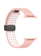 For Apple Watch 10 46mm / Ultra 2 / Ultra 49mm / 9 8 7 45mm / SE (2023) SE (2022) SE 6 5 4 44mm / 3 2 1 42mm Silicone Watch Band Dual Color - Pink+White