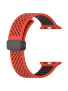 For Apple Watch 10 46mm / Ultra 2 / Ultra 49mm / 9 8 7 45mm / SE (2023) SE (2022) SE 6 5 4 44mm / 3 2 1 42mm Silicone Watch Band Dual Color - Red+Black