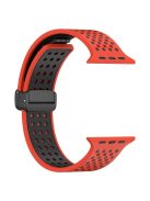 For Apple Watch 10 46mm / Ultra 2 / Ultra 49mm / 9 8 7 45mm / SE (2023) SE (2022) SE 6 5 4 44mm / 3 2 1 42mm Silicone Watch Band Dual Color - Red+Black