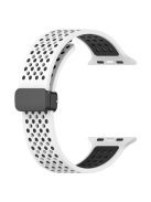 For Apple Watch 10 46mm / Ultra 2 / Ultra 49mm / 9 8 7 45mm / SE (2023) SE (2022) SE 6 5 4 44mm / 3 2 1 42mm Silicone Watch Band Dual Color - White+Black