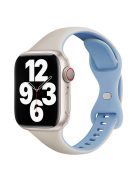 For Apple Watch 10 46mm / Ultra 2 / Ultra 49mm / 9 8 7 45mm / SE (2023) SE (2022) SE 6 5 4 44mm / 3 2 1 42mm Silicone Watch Strap - Antique White+Blue