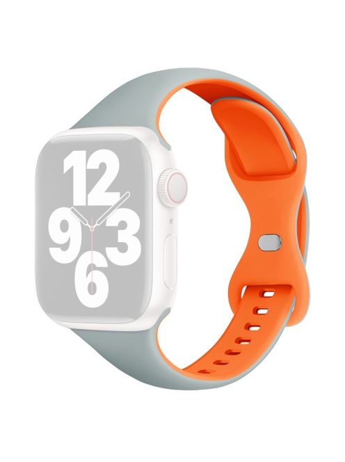 For Apple Watch 10 46mm / Ultra 2 / Ultra 49mm / 9 8 7 45mm / SE (2023) SE (2022) SE 6 5 4 44mm / 3 2 1 42mm Silicone Watch Strap - Baby Blue+Orange