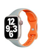 For Apple Watch 10 46mm / Ultra 2 / Ultra 49mm / 9 8 7 45mm / SE (2023) SE (2022) SE 6 5 4 44mm / 3 2 1 42mm Silicone Watch Strap - Baby Blue+Orange