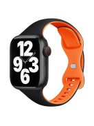 For Apple Watch 10 46mm / Ultra 2 / Ultra 49mm / 9 8 7 45mm / SE (2023) SE (2022) SE 6 5 4 44mm / 3 2 1 42mm Silicone Watch Strap - Black+Orange