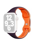 For Apple Watch 10 46mm / Ultra 2 / Ultra 49mm / 9 8 7 45mm / SE (2023) SE (2022) SE 6 5 4 44mm / 3 2 1 42mm Silicone Watch Strap - Dark Purple+Orange