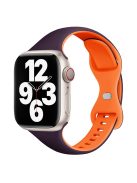 For Apple Watch 10 46mm / Ultra 2 / Ultra 49mm / 9 8 7 45mm / SE (2023) SE (2022) SE 6 5 4 44mm / 3 2 1 42mm Silicone Watch Strap - Dark Purple+Orange