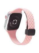 For Apple Watch 10 46mm / Ultra 2 / Ultra 49mm / 9 8 7 45mm / SE (2023) SE (2022) SE 6 5 4 44mm / 3 2 1 42mm Silicone Watch Strap - Light Pink