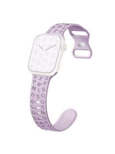   For Apple Watch 10 46mm / Ultra 2 / Ultra 49mm / 9 8 7 45mm / SE (2023) SE (2022) SE 6 5 4 44mm / 3 2 1 42mm Silicone Watch Strap - Light Purple