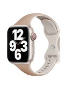 For Apple Watch 10 46mm / Ultra 2 / Ultra 49mm / 9 8 7 45mm / SE (2023) SE (2022) SE 6 5 4 44mm / 3 2 1 42mm Silicone Watch Strap - Milk Tea+Rock White