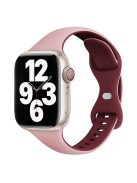 For Apple Watch 10 46mm / Ultra 2 / Ultra 49mm / 9 8 7 45mm / SE (2023) SE (2022) SE 6 5 4 44mm / 3 2 1 42mm Silicone Watch Strap - Pink+Wine Red