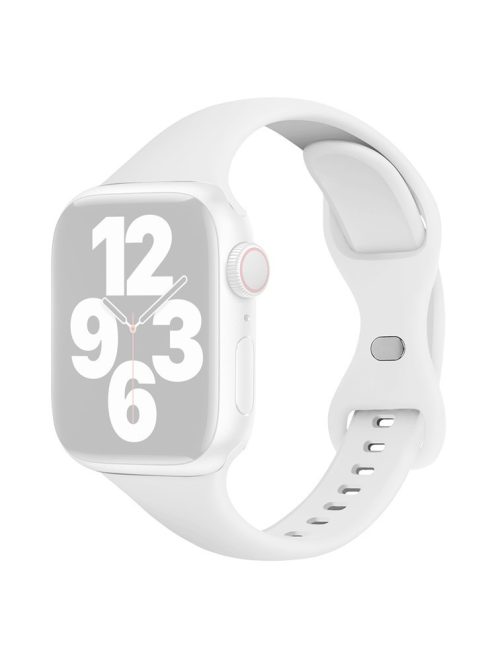 For Apple Watch 10 46mm / Ultra 2 / Ultra 49mm / 9 8 7 45mm / SE (2023) SE (2022) SE 6 5 4 44mm / 3 2 1 42mm Silicone Watch Strap - White