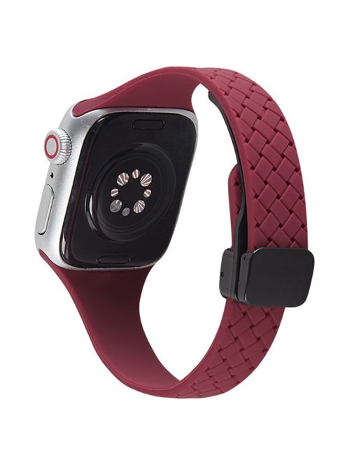 For Apple Watch 10 46mm / Ultra 2 / Ultra 49mm / 9 8 7 45mm / SE (2023) SE (2022) SE 6 5 4 44mm / 3 2 1 42mm Silicone Watch Strap - Wine Red