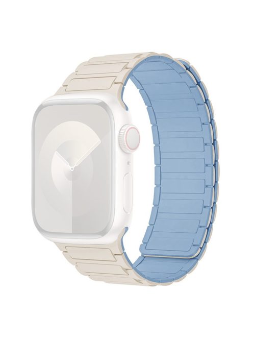 For Apple Watch 10 46mm / Ultra 2 / Ultra 49mm / 9 8 7 45mm / SE (2023) SE (2022) SE 6 5 4 44mm / 3 2 1 42mm Silicone Wrist Strap - Antique White+Blue