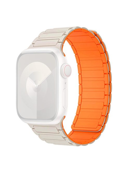 For Apple Watch 10 46mm / Ultra 2 / Ultra 49mm / 9 8 7 45mm / SE (2023) SE (2022) SE 6 5 4 44mm / 3 2 1 42mm Silicone Wrist Strap - Starlight+Orange