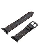 For Apple Watch 10 46mm / Ultra 2 / Ultra 49mm / 9 8 7 45mm / SE (2023) SE (2022) SE 6 5 4 44mm / 3 2 1 42mm Silicone+Leather Wrist Strap - Black