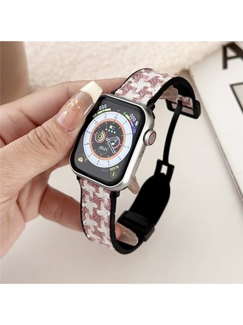 For Apple Watch 10 46mm / Ultra 2 / Ultra 49mm / 9 8 7 45mm / SE (2023) SE (2022) SE 6 5 4 44mm / 3 2 1 42mm Silicone+Nylon Watch Strap - Pink+White