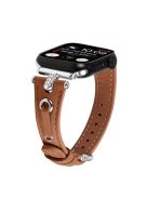 For Apple Watch 10 46mm / Ultra 2 / Ultra 49mm / 9 8 7 45mm / SE (2023) SE (2022) SE 6 5 4 44mm / 3 2 1 42mm Silver Buckle Watch Strap - Brown