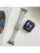 For Apple Watch 10 46mm / Ultra 2 / Ultra 49mm / 9 8 7 45mm / SE (2023) SE (2022) SE 6 5 4 44mm / 3 2 1 42mm Slim Genuine Cow Leather Watch Band - Baby Blue