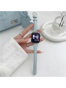 For Apple Watch 10 46mm / Ultra 2 / Ultra 49mm / 9 8 7 45mm / SE (2023) SE (2022) SE 6 5 4 44mm / 3 2 1 42mm Slim Genuine Cow Leather Watch Band - Baby Blue