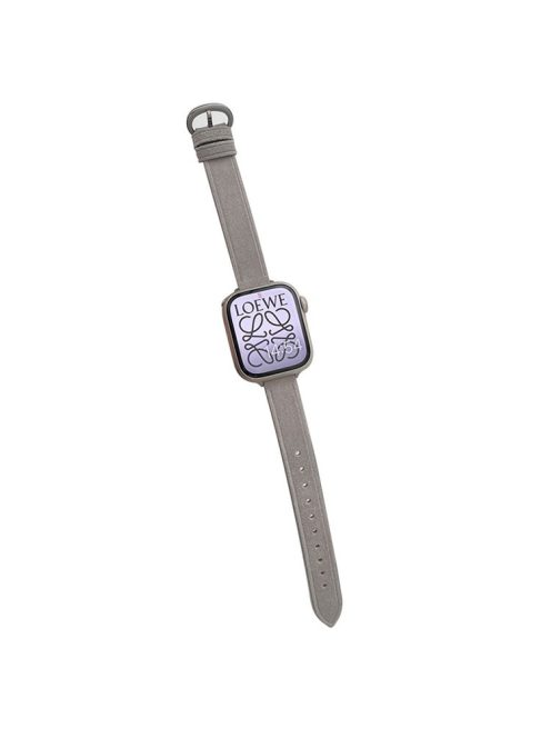 For Apple Watch 10 46mm / Ultra 2 / Ultra 49mm / 9 8 7 45mm / SE (2023) SE (2022) SE 6 5 4 44mm / 3 2 1 42mm Slim Leather Watch Straps - Grey