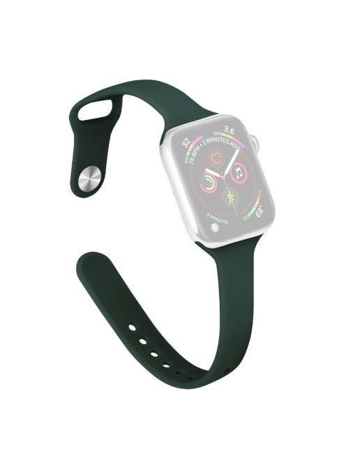 For Apple Watch 10 46mm / Ultra 2 / Ultra 49mm / 9 8 7 45mm / SE (2023) SE (2022) SE 6 5 4 44mm / 3 2 1 42mm Slim Silicone Bands - Dark Green