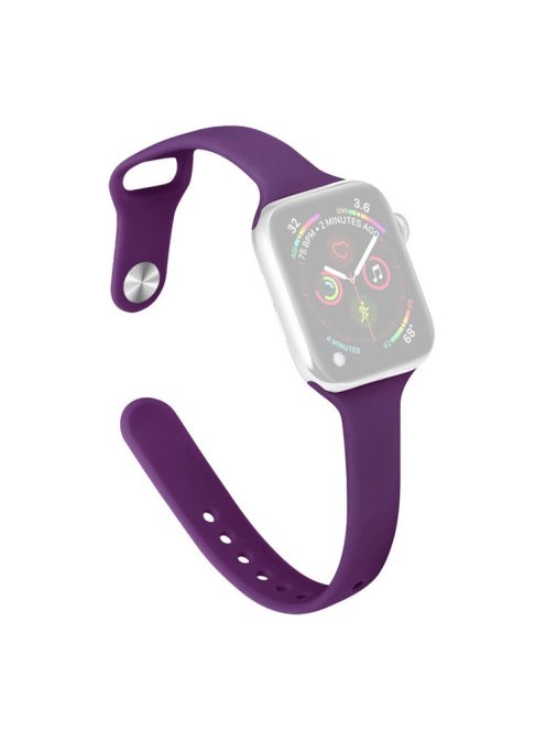 For Apple Watch 10 46mm / Ultra 2 / Ultra 49mm / 9 8 7 45mm / SE (2023) SE (2022) SE 6 5 4 44mm / 3 2 1 42mm Slim Silicone Bands - Dark Purple