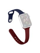 For Apple Watch 10 46mm / Ultra 2 / Ultra 49mm / 9 8 7 45mm / SE (2023) SE (2022) SE 6 5 4 44mm / 3 2 1 42mm Slim Silicone Bands - Midnight Blue+Wine Red