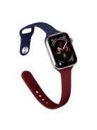 For Apple Watch 10 46mm / Ultra 2 / Ultra 49mm / 9 8 7 45mm / SE (2023) SE (2022) SE 6 5 4 44mm / 3 2 1 42mm Slim Silicone Bands - Midnight Blue+Wine Red