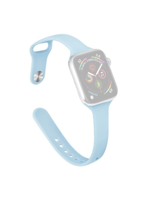 For Apple Watch 10 46mm / Ultra 2 / Ultra 49mm / 9 8 7 45mm / SE (2023) SE (2022) SE 6 5 4 44mm / 3 2 1 42mm Slim Silicone Bands - Sky Blue