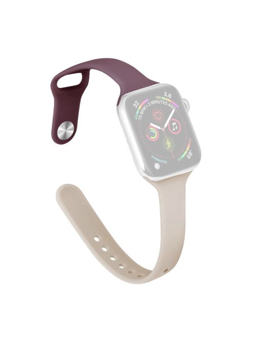 For Apple Watch 10 46mm / Ultra 2 / Ultra 49mm / 9 8 7 45mm / SE (2023) SE (2022) SE 6 5 4 44mm / 3 2 1 42mm Slim Silicone Bands - Smoke Purple+Starlight