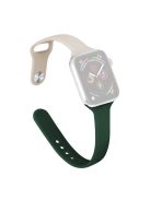 For Apple Watch 10 46mm / Ultra 2 / Ultra 49mm / 9 8 7 45mm / SE (2023) SE (2022) SE 6 5 4 44mm / 3 2 1 42mm Slim Silicone Bands - Starlight+Blackish Green