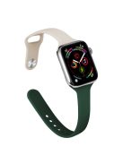 For Apple Watch 10 46mm / Ultra 2 / Ultra 49mm / 9 8 7 45mm / SE (2023) SE (2022) SE 6 5 4 44mm / 3 2 1 42mm Slim Silicone Bands - Starlight+Blackish Green