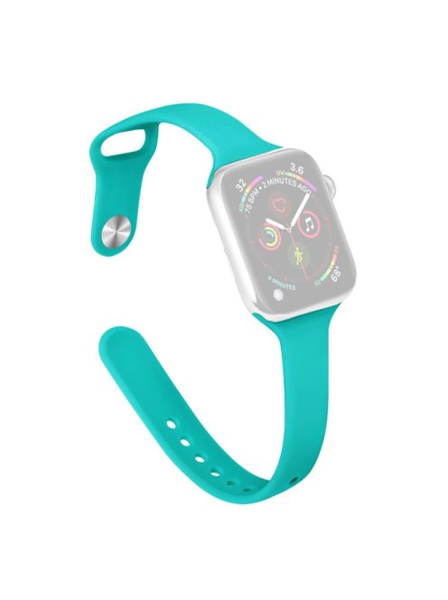 For Apple Watch 10 46mm / Ultra 2 / Ultra 49mm / 9 8 7 45mm / SE (2023) SE (2022) SE 6 5 4 44mm / 3 2 1 42mm Slim Silicone Bands - Teal Green