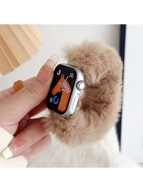 For Apple Watch 10 46mm / Ultra 2 / Ultra 49mm / 9 8 7 45mm / SE (2023) SE (2022) SE 6 5 4 44mm / 3 2 1 42mm Soft Plush Watch Strap - Apricot