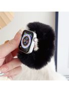 For Apple Watch 10 46mm / Ultra 2 / Ultra 49mm / 9 8 7 45mm / SE (2023) SE (2022) SE 6 5 4 44mm / 3 2 1 42mm Soft Plush Watch Strap - Black