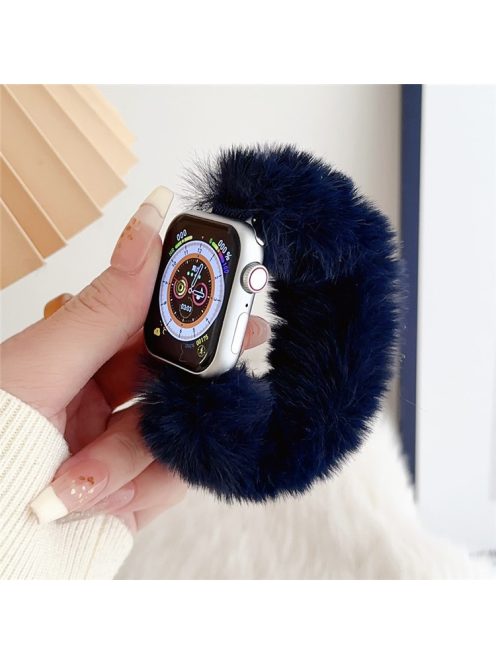 For Apple Watch 10 46mm / Ultra 2 / Ultra 49mm / 9 8 7 45mm / SE (2023) SE (2022) SE 6 5 4 44mm / 3 2 1 42mm Soft Plush Watch Strap - Navy Blue