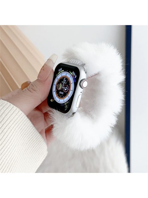 For Apple Watch 10 46mm / Ultra 2 / Ultra 49mm / 9 8 7 45mm / SE (2023) SE (2022) SE 6 5 4 44mm / 3 2 1 42mm Soft Plush Watch Strap - White