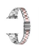 For Apple Watch 10 46mm / Ultra 2 / Ultra 49mm / 9 8 7 45mm / SE (2023) SE (2022) SE 6 5 4 44mm / 3 2 1 42mm Stainless Steel Band - Silver+Pink Gold