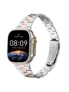 For Apple Watch 10 46mm / Ultra 2 / Ultra 49mm / 9 8 7 45mm / SE (2023) SE (2022) SE 6 5 4 44mm / 3 2 1 42mm Stainless Steel Band - Silver+Pink Gold